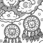Care Bears in a Cloudy Dreamscape Coloring Page