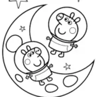 Peppa Pig and George’s Cosmic Quest Coloring Page
