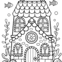Gingerbread House at Ocean Depths Coloring Page