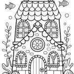 Gingerbread House at Ocean Depths Coloring Page