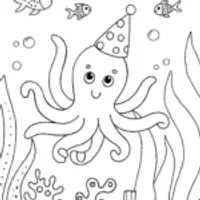 Underwater Summer Adventure with Octopus and Dolphin