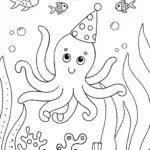 Underwater Summer Adventure with Octopus and Dolphin