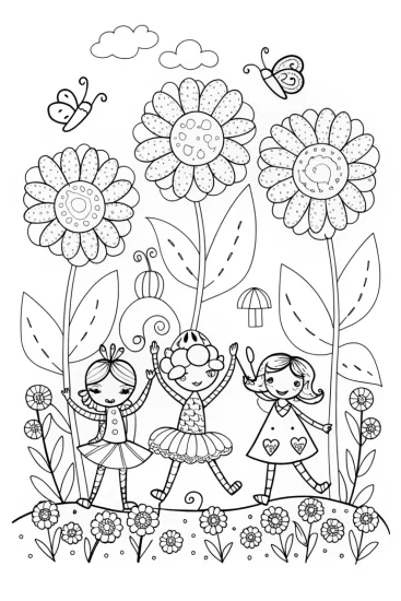 A coloring page of Strawberry Shortcake’s Berry-Spirit Dance Coloring Page