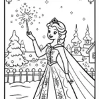 Elsa’s Enchanted Ice Festival Coloring Page