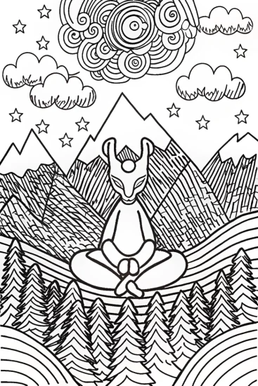A coloring page of Mewtwo’s Tranquil Moment Coloring Page
