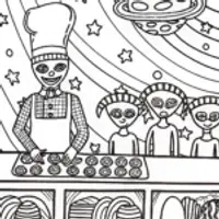 Goku’s Cosmic Bakery Adventure Coloring Page