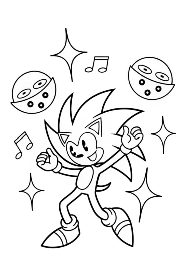 A coloring page of Sonic’s Cosmic Dance Party Coloring Page