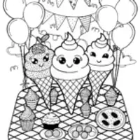 Ice Cream Garden Party Coloring Page
