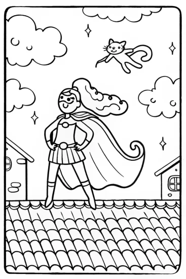 A coloring page of Barbie the Superhero Coloring Page