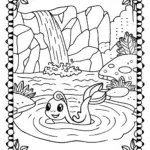 Dratini’s Enchanted Waterfall Adventure Coloring Page