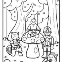Avengers Assemble in a Whimsical Forest Coloring Page