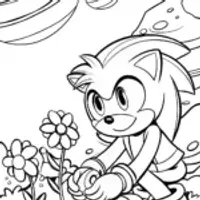Sonic’s interstellar garden quest coloring page