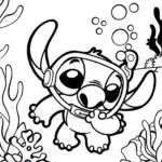 Stitch’s Underwater Adventure Coloring Page