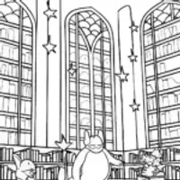 Charizard’s Magical Library Coloring Page