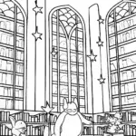 Charizard’s Magical Library Coloring Page