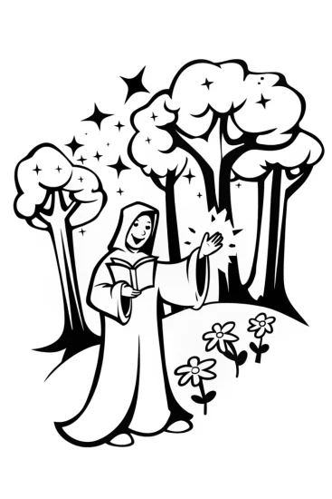 A coloring page of The Summoner’s Circle Coloring Page