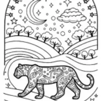 Panther on the Cosmic Path Coloring Page