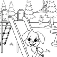 Puppy Playground Adventure Coloring Page