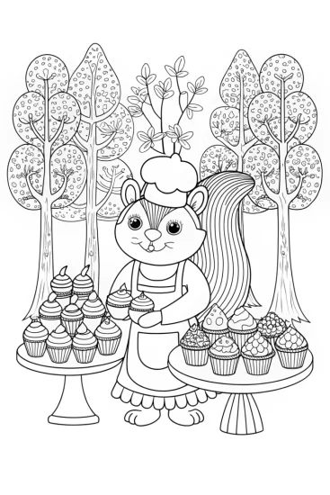 A coloring page of Squeaky the Squirrel’s Bakery Coloring Page