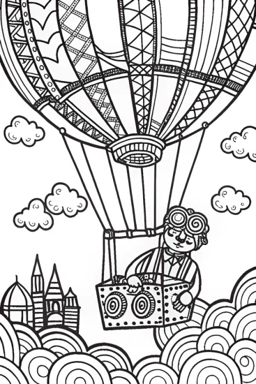 A coloring page of Bowser’s Steampunk Adventure Coloring Page