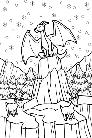 A coloring page of Charizard’s Marvelous Mountain Adventure Coloring Page