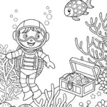 Blippi’s Underwater Treasure Hunt Coloring Page