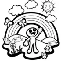 Huggy Wuggy’s Rainbow Adventure Coloring Page