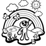 Huggy Wuggy’s Rainbow Adventure Coloring Page