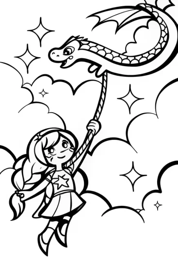 A coloring page of Celestial Dragon Tamer Coloring Page