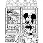 Mickey Mouse’s Magical Woodworking Workshop Coloring Page