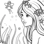 Mermaid tending her starry garden