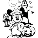 Mickey Mouse Halloween Lighthouse Coloring Page