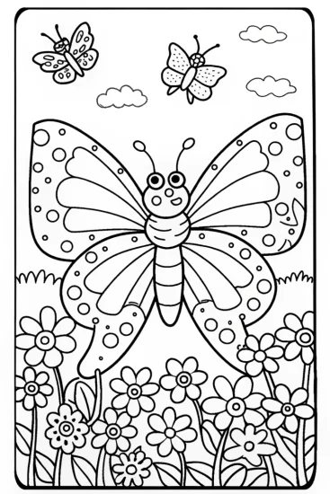 A coloring page of Butterfly Garden Parade Coloring Page