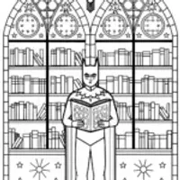 Batman and the Enchanted Library Coloring Page