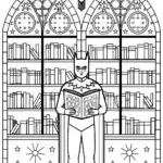 Batman and the Enchanted Library Coloring Page