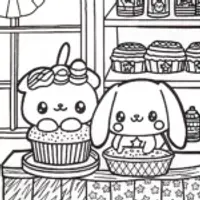 Pompompurin’s Baking Party Coloring Page