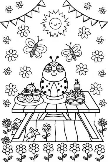 A coloring page of Summer Garden Gala Coloring Page