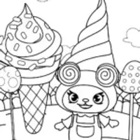 Kuromi’s Dreamy Ice Cream Adventure Coloring Page
