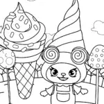 Kuromi’s Dreamy Ice Cream Adventure Coloring Page