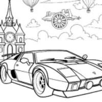 Steampunk Lamborghini Adventure Coloring Page