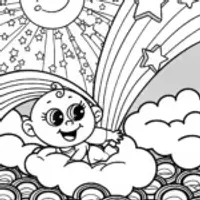 Baby’s Starry Adventure Coloring Page