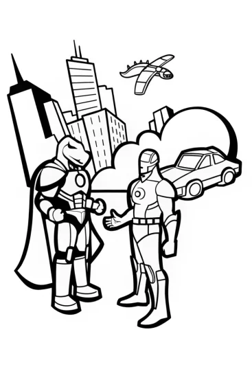A coloring page of Avengers Time-Traveling Coloring Page