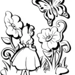 Alice in the Enchanted Garden Coloring Page