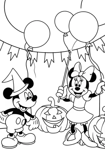 A coloring page of Mickey Mouse Halloween Coloring Page