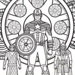 Captain America in a time warp quest coloring page