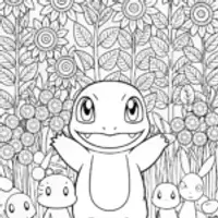 Charmander’s Garden Adventure Coloring Page