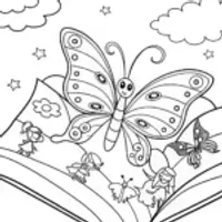 Butterfly Adventure in a Storybook Coloring Page