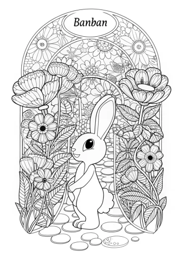 A coloring page of Banban’s Flower Puzzle Adventure Coloring Page