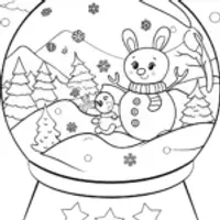 Hello Kitty’s Magical Snow Globe Adventure Coloring Page