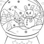 Hello Kitty’s Magical Snow Globe Adventure Coloring Page